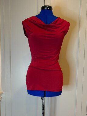 Stunning Red Cynthia Rowley Cowlneck Top, Size M